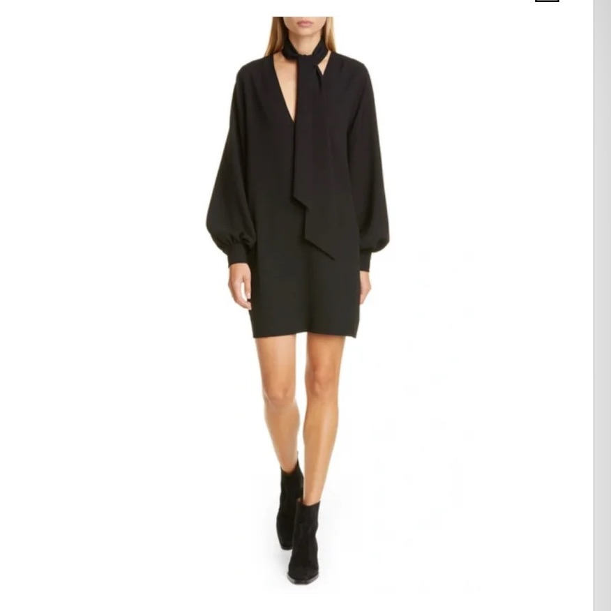 Ganni Black Long Sleeve Knee Length Dress. M